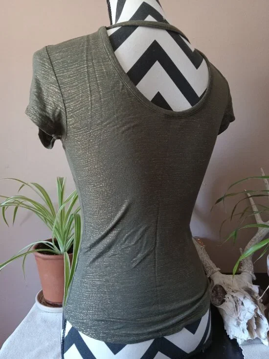 Sweetheart Mesh Green Gold Top - Picture 2 of 5